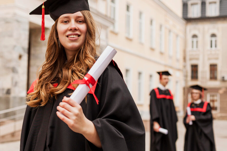 Girl! finally graduated from law, happy and smiling to the camera