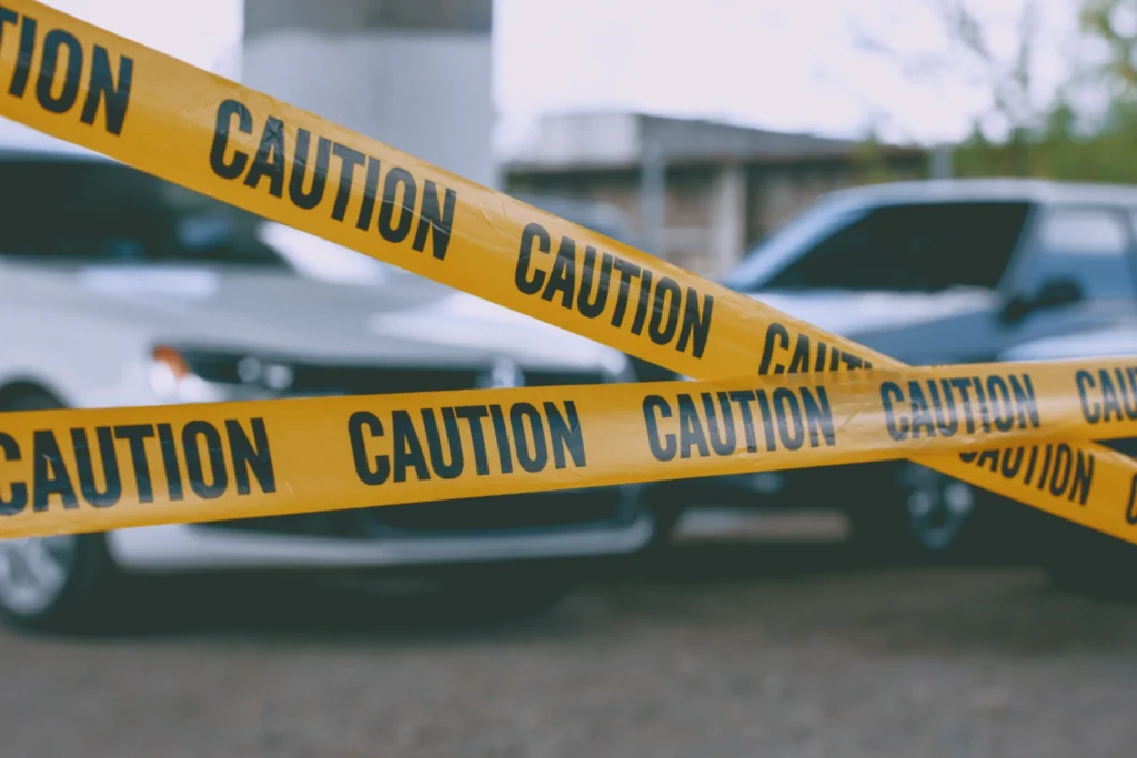 Two cars crashed and a caution tape has been placed