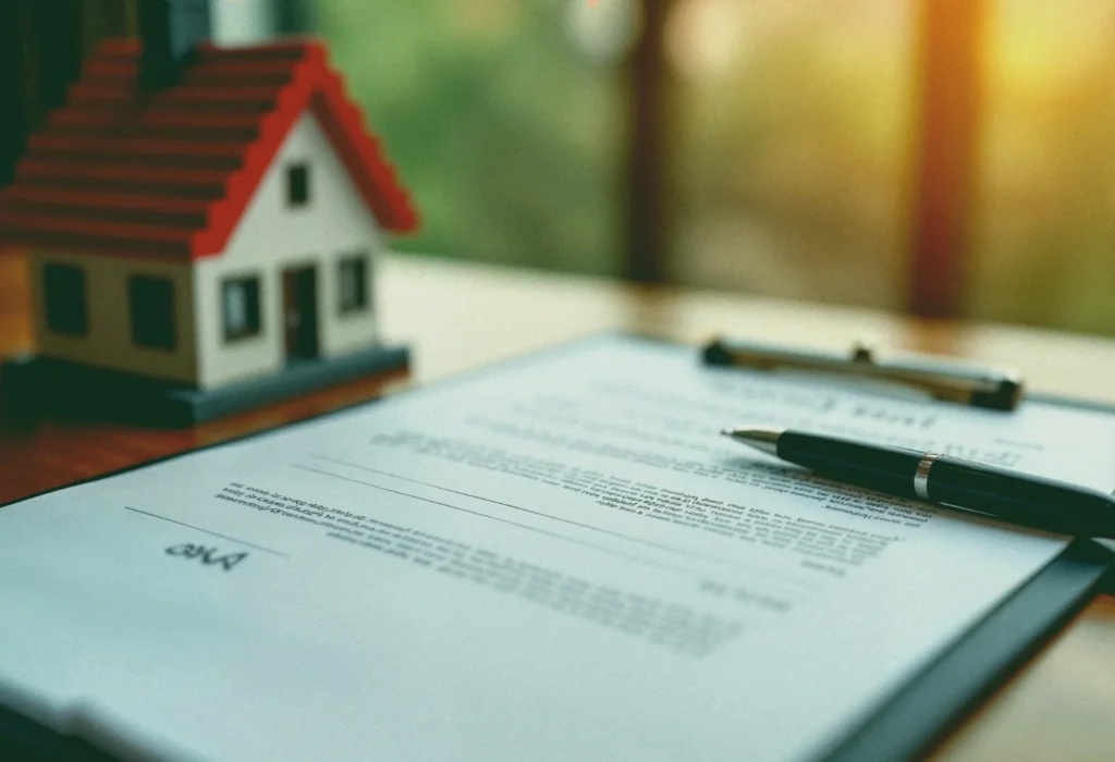 Settlement agreement document with pen on desk, symbolising employment termination and legal resolution in the UK.